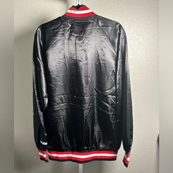 NWT FULL SEND Unisex Black Satin Jack Full Snap Embroidered Logo Jacket - Large - Picture 4 of 7